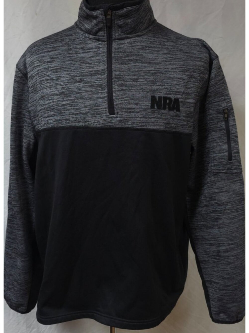 NRA National Rifle Association Mens XL Grey Black 1/4 Zip Fleece Inside Jacket
